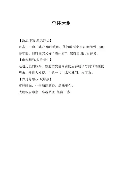 叙府印象酒广告脚本