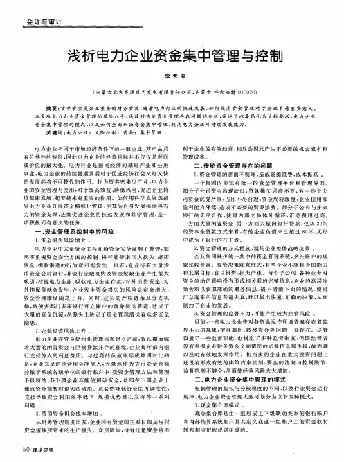 浅析电力企业资金集中管理与控制