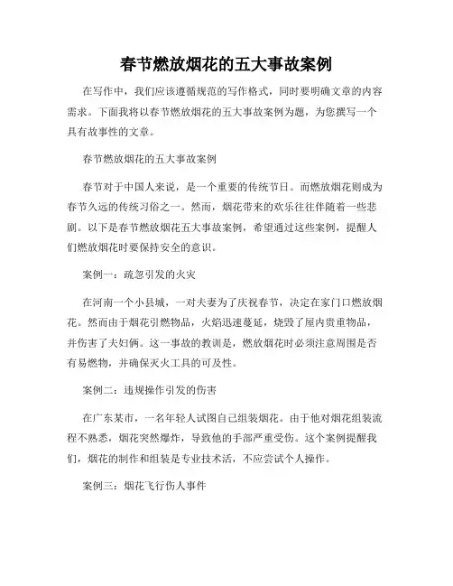 春节燃放烟花的五大事故案例