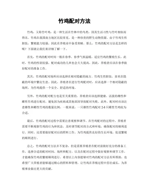 竹鸡配对方法