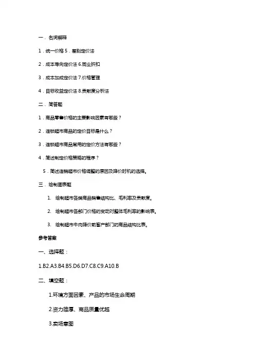 第八章连锁超市的价格策略(店铺管理)