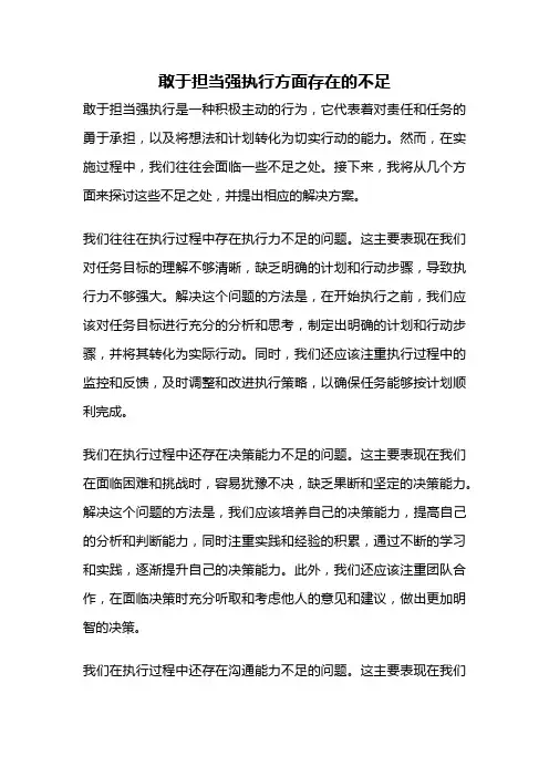 敢于担当强执行方面存在的不足