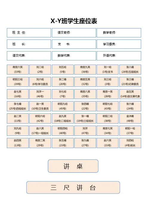 15简单班级学生座位表