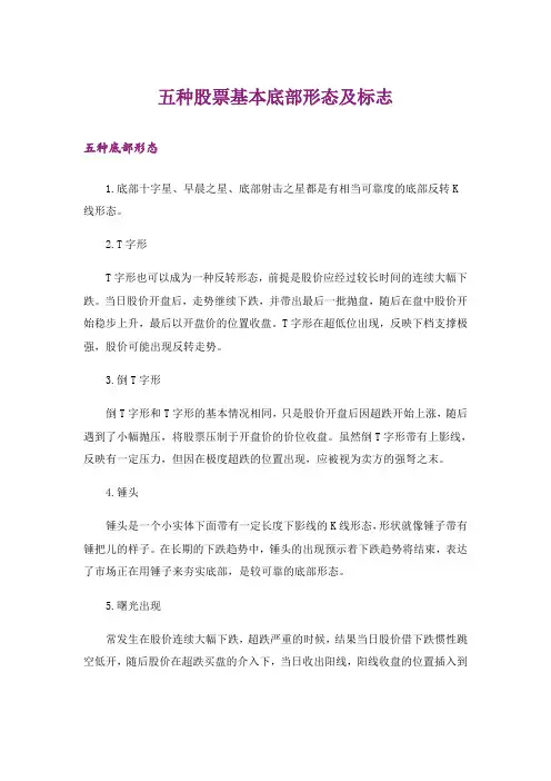五种股票基本底部形态及标志