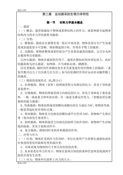 (整理)运动生物力学讲稿第二章