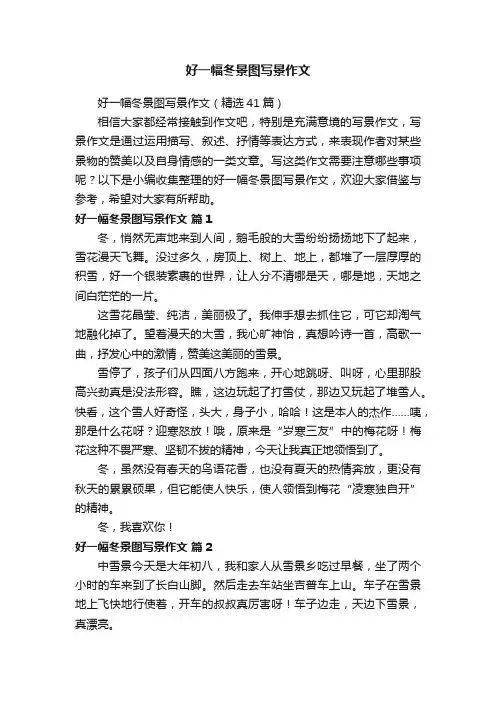 好一幅冬景图写景作文（精选41篇）