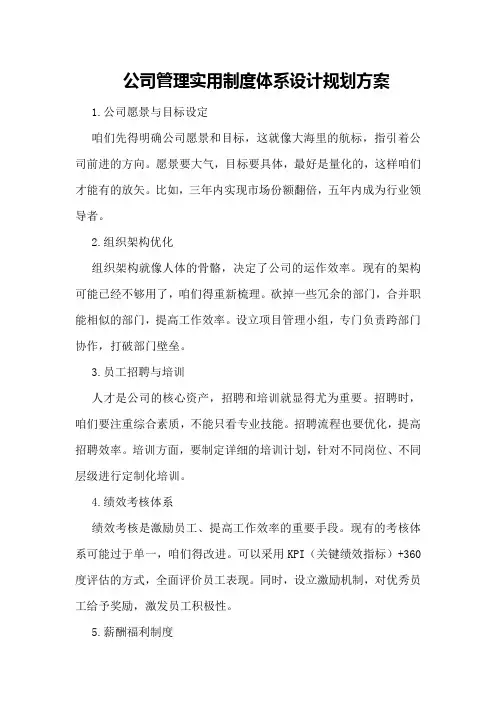 公司管理实用制度体系设计规划方案