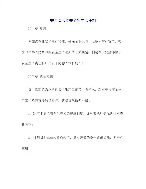 安全部部长安全生产责任制