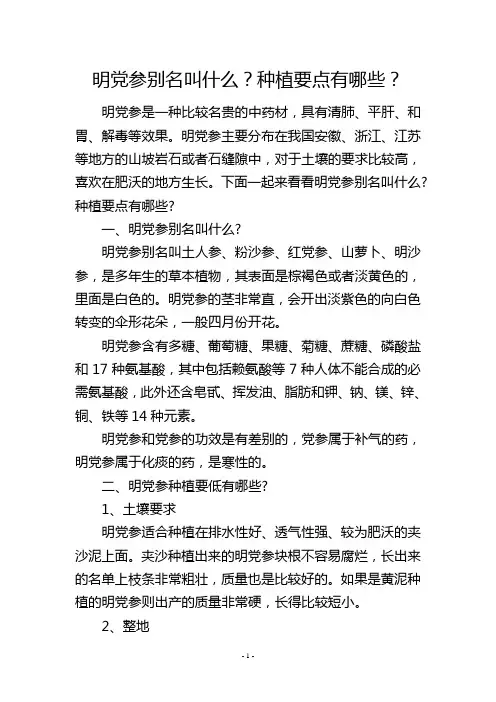 明党参别名叫什么？种植要点有哪些？