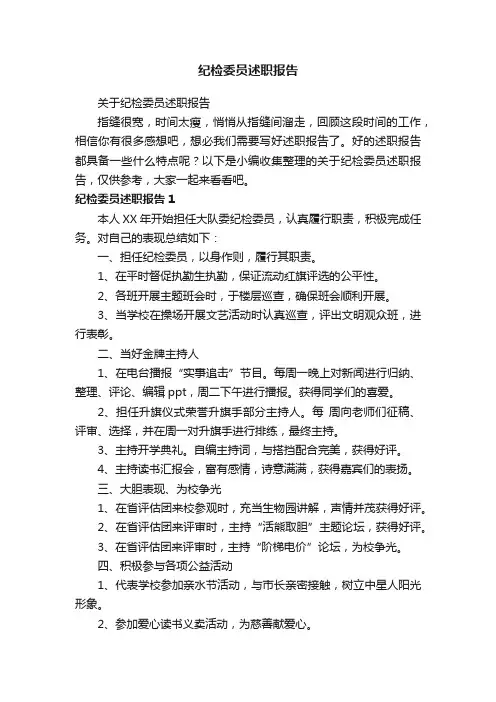 关于纪检委员述职报告