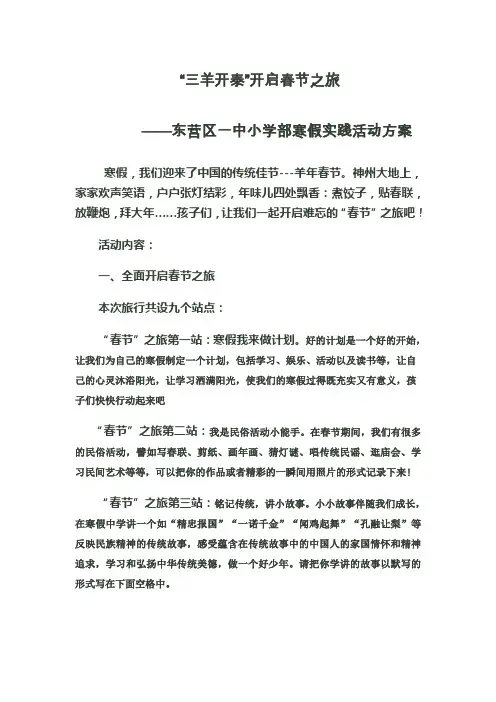 2015寒假实践活动方案