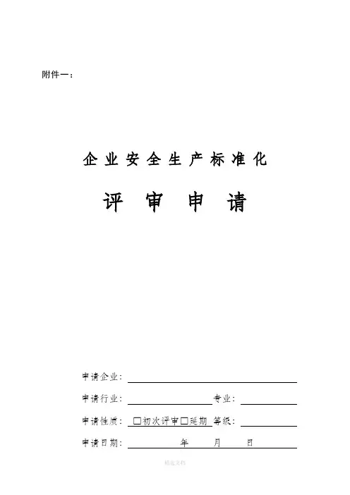 企业安全生产标准化评审申请及评审报告