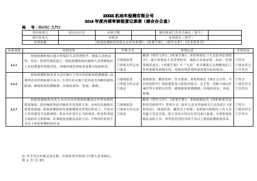 检验检测机构内审记录表(办公室)