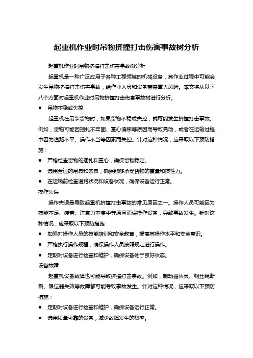 起重机作业时吊物挤撞打击伤害事故树分析