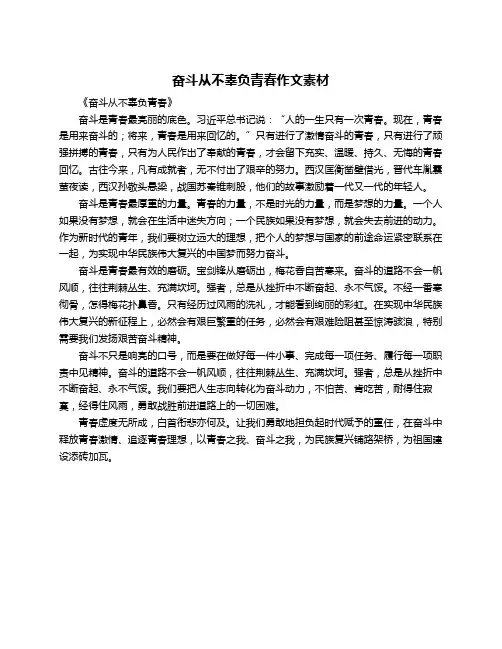 奋斗从不辜负青春作文素材