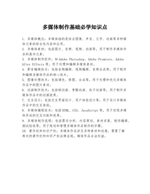 多媒体制作基础必学知识点