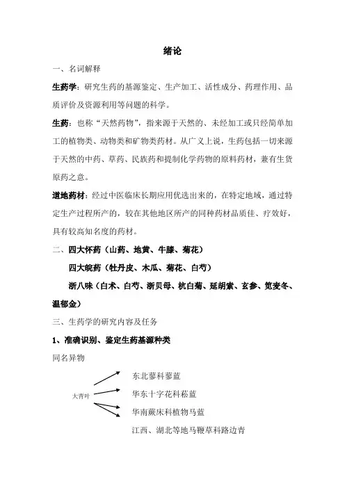 生药学知识点课件资料