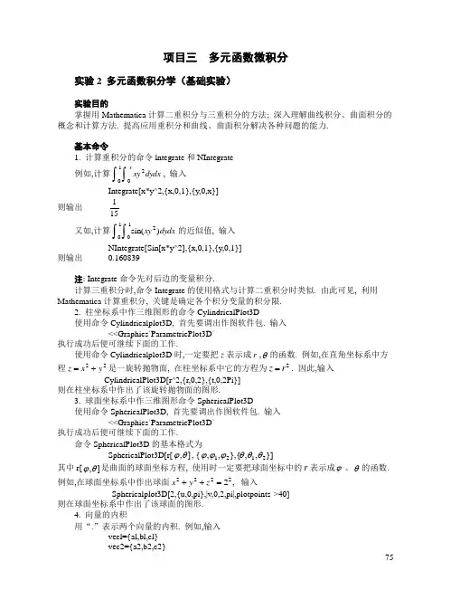 实验2 多元函数积分学(基础实验)
