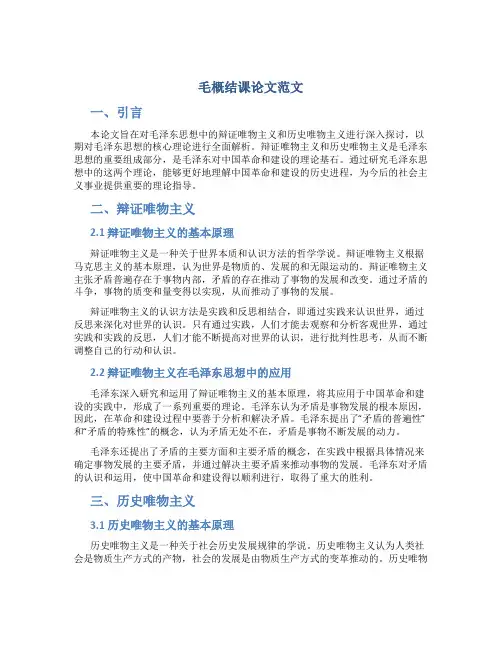 毛概结课论文范文