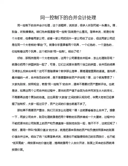 同一控制下的合并会计处理