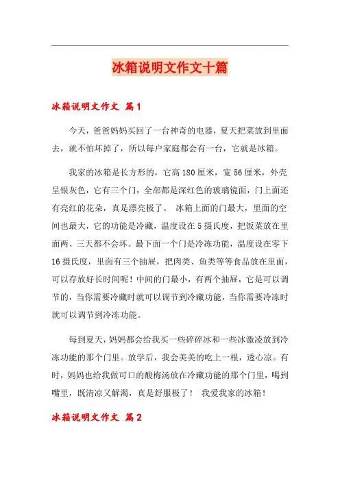 冰箱说明文作文十篇