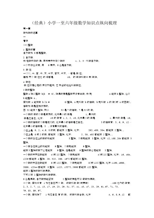 (经典)小学数学知识点归纳梳理(特全)