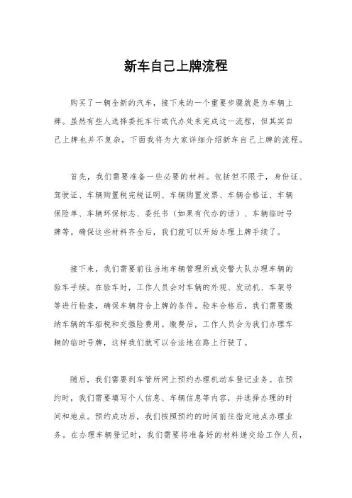 新车自己上牌流程