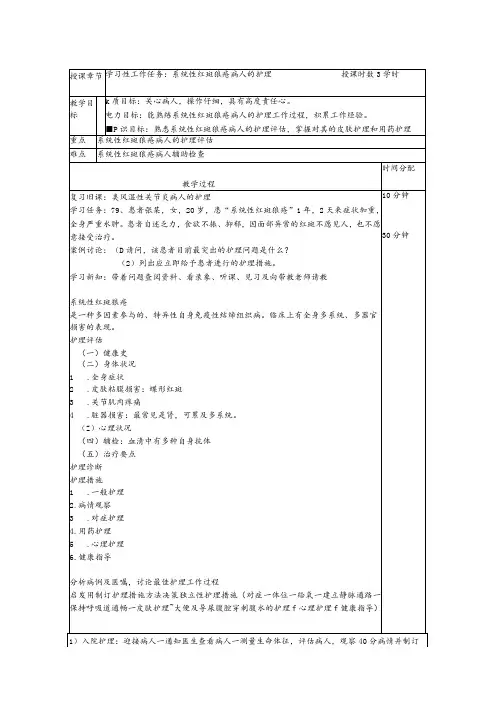 系统性红斑狼疮病人的护理——教案