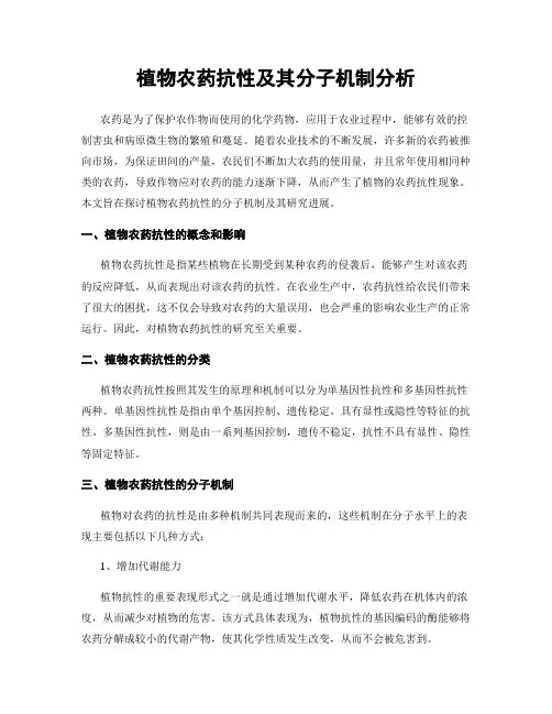 植物农药抗性及其分子机制分析