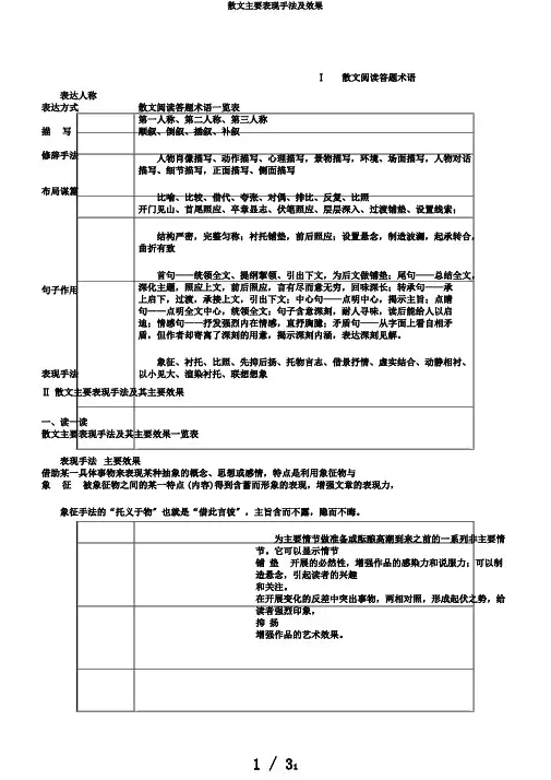 散文主要表现手法及效果