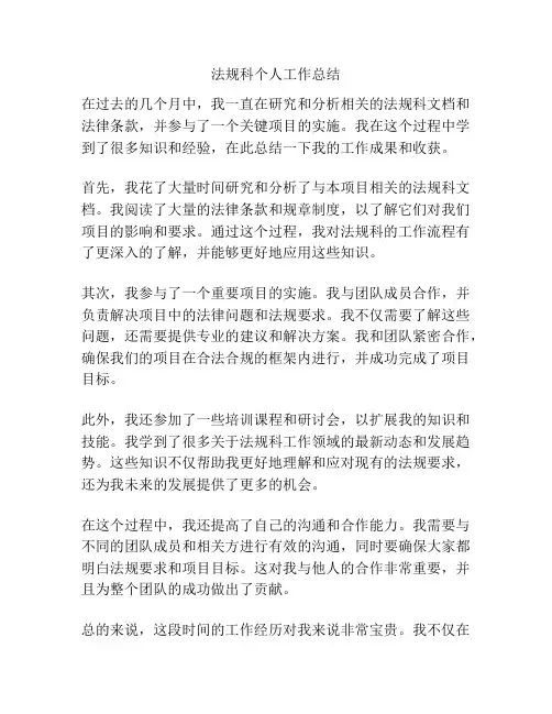 法规科个人工作总结