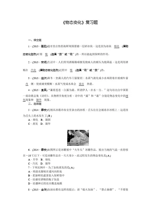 中考物理总复习《物态变化》练习题