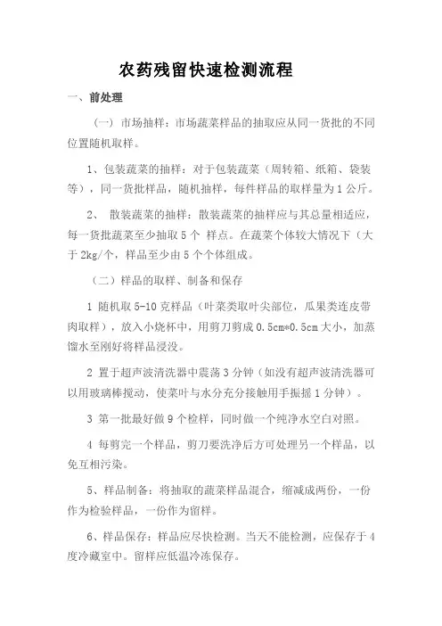 农药残留快速检测流程(卡片法)