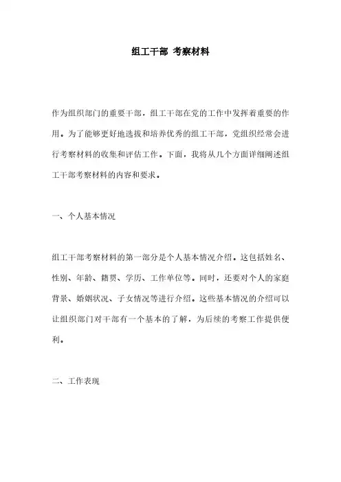 组工干部 考察材料