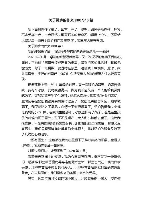 关于脚步的作文800字5篇 2