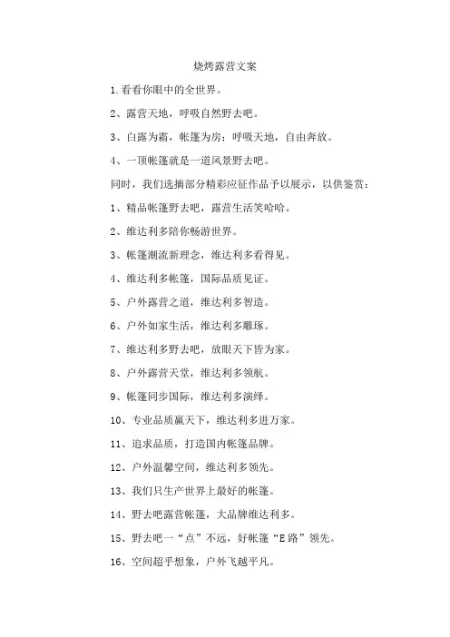 烧烤露营文案