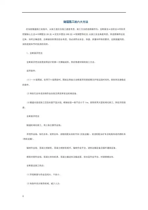 隧道施工的六大方法