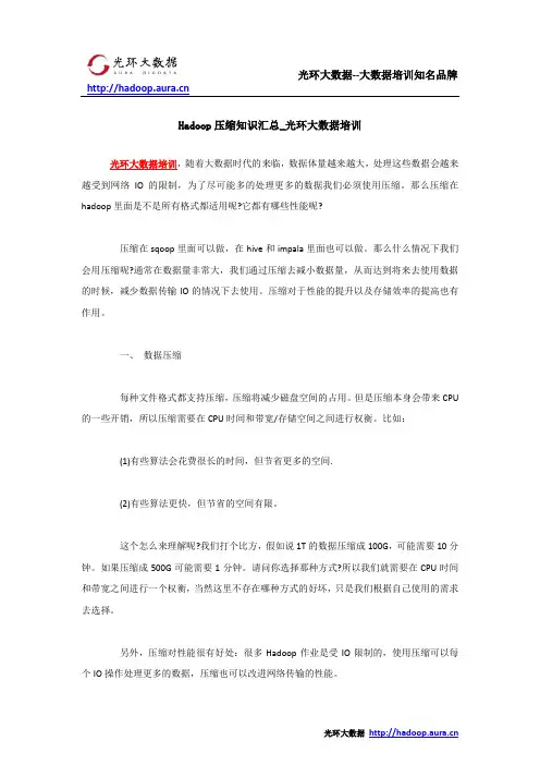 Hadoop压缩知识汇总_光环大数据培训