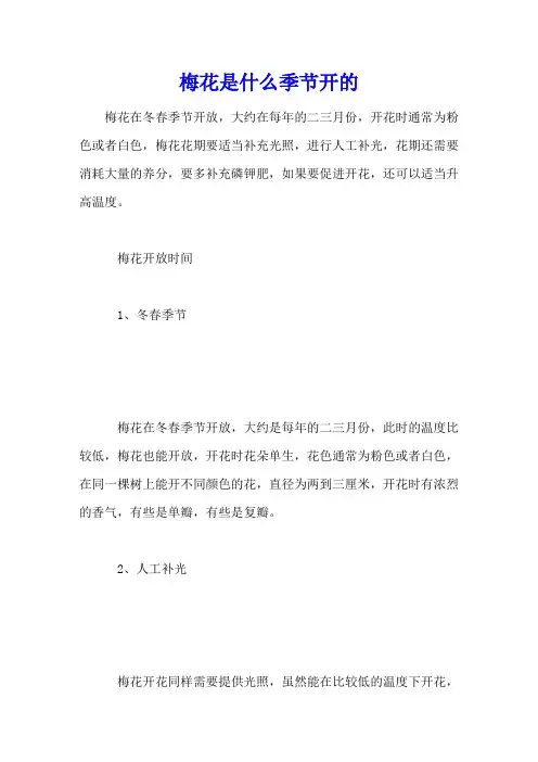 梅花是什么季节开的