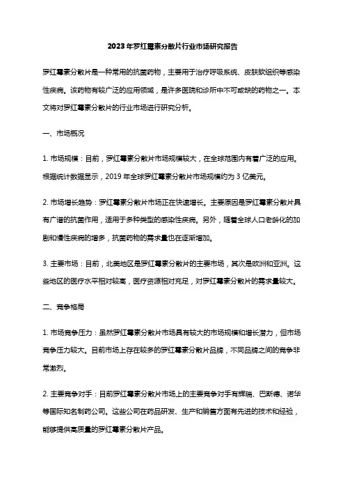 2023年罗红霉素分散片行业市场研究报告
