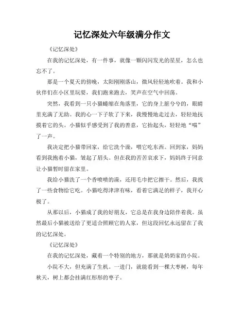记忆深处六年级满分作文