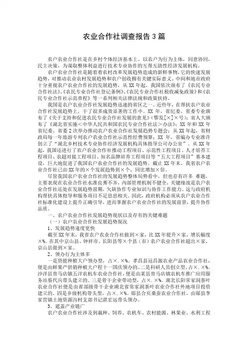 农业合作社调查报告3篇