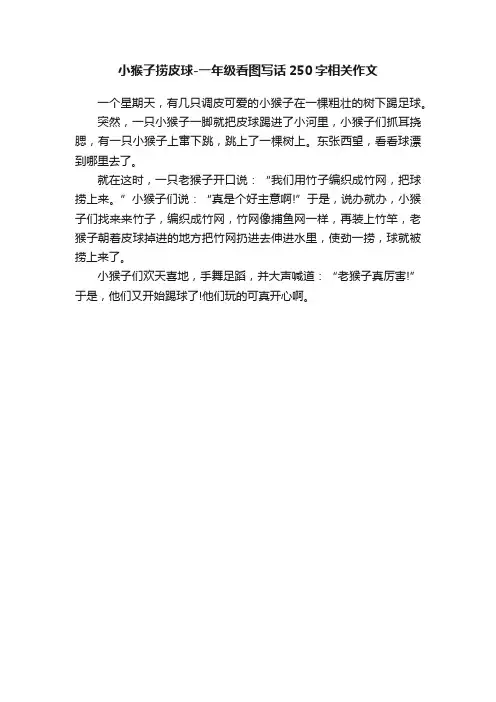小猴子捞皮球-一年级看图写话250字相关作文
