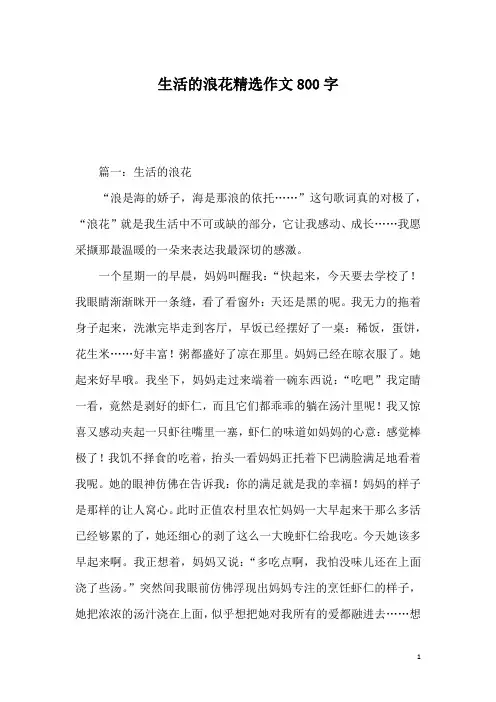 生活的浪花精选作文800字