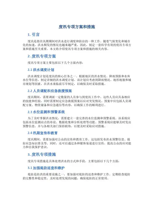 度汛专项方案和措施