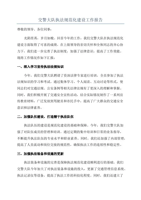 交警大队执法规范化建设工作报告
