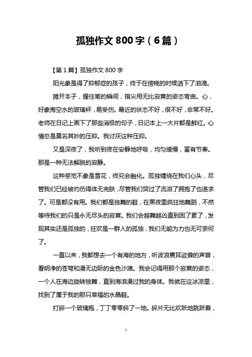 孤独作文800字(6篇)