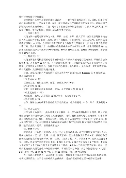 如何对痘痘进行分级评定