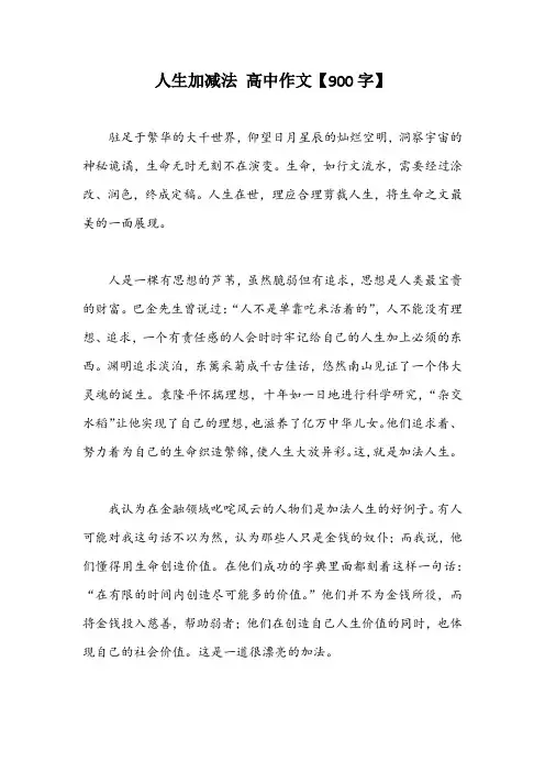 人生加减法 高中作文【900字】_1