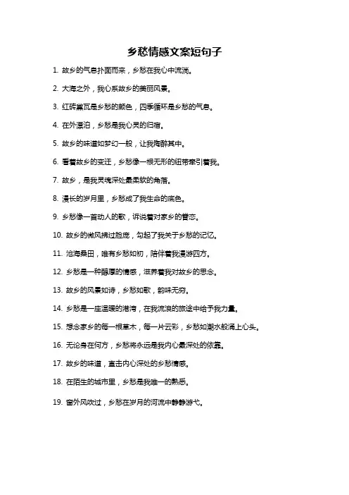 乡愁情感文案短句子